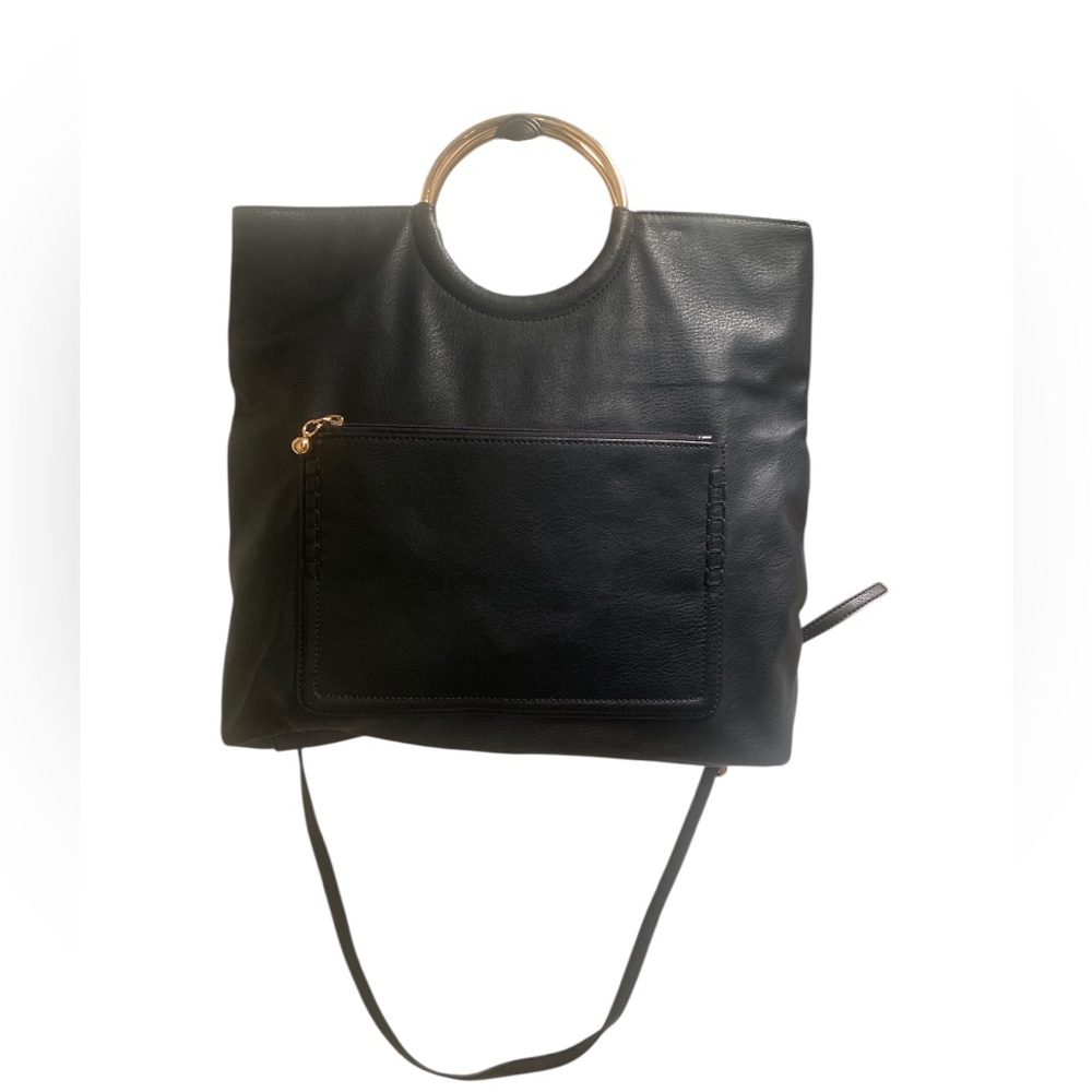 LC Lauren Conrad Black Shoulder Bag with Gold Accents GUC